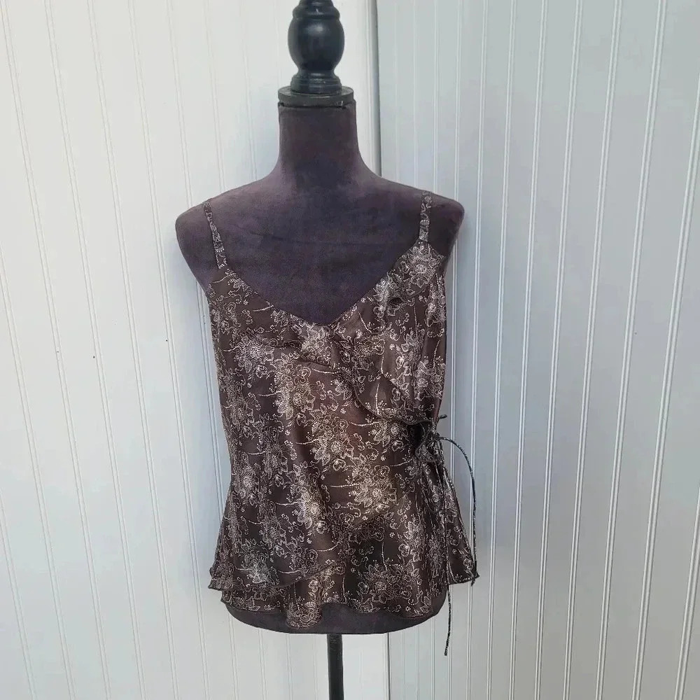 GAP Brown Floral Satin Tank Top